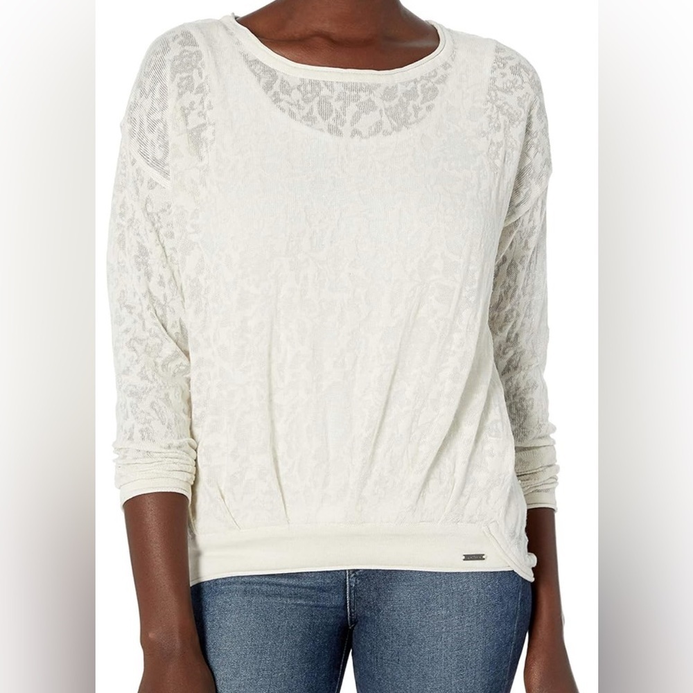 Prana Prairie Grove Sweater Womenās Small Sheer Boho Cream Sheer Outdoor Nature